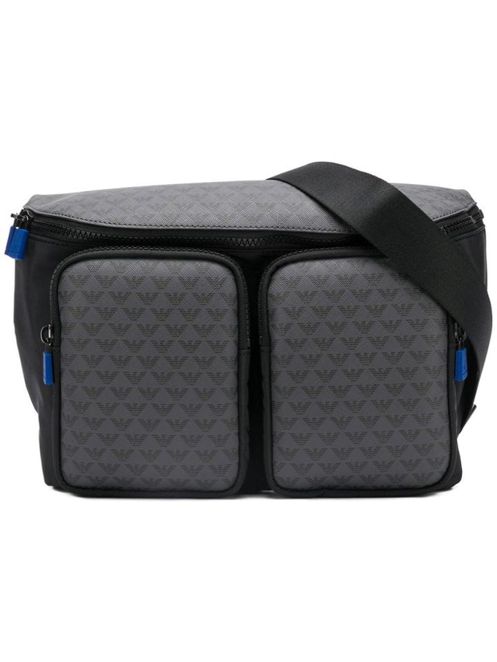 Emporio Armani Logo Patterned Belt Bag - Black