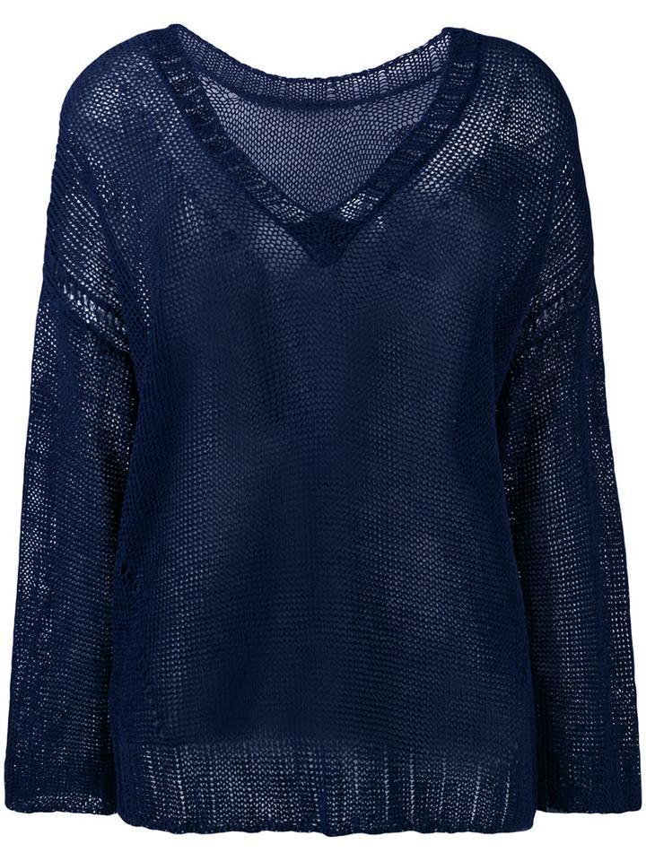 P.a.r.o.s.h. - Knitted Top - Women - Linen/flax/polyamide - M, Blue, Linen/flax/polyamide