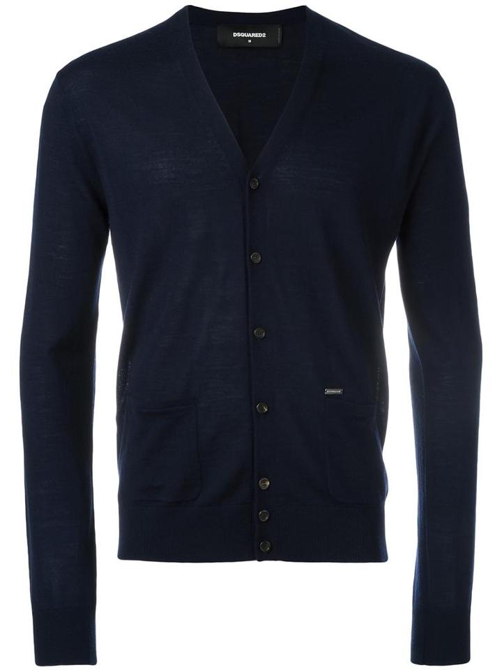 Dsquared2 V-neck Cardigan, Men's, Size: Medium, Blue, Wool