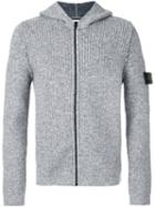 Stone Island - Zip Up Hooded Cardigan - Men - Polyamide/wool/acrylic/elastodiene - M, Grey, Polyamide/wool/acrylic/elastodiene