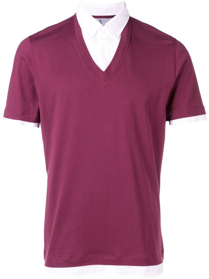 Brunello Cucinelli Built-in Shirt T-shirt - Red