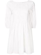 Whit Pleated Bib Dress - White