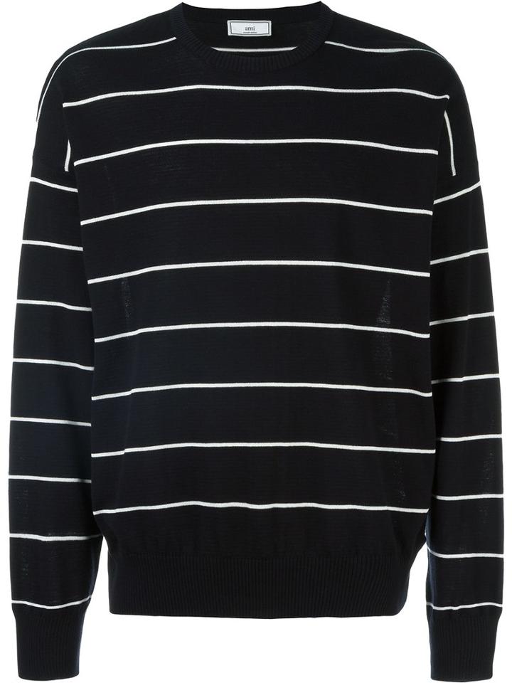 Ami Alexandre Mattiussi Striped Oversize Sweater, Men's, Size: Small, Blue, Cotton