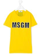 Msgm Kids - Logo T-shirt - Kids - Cotton - 6 Yrs, Yellow/orange