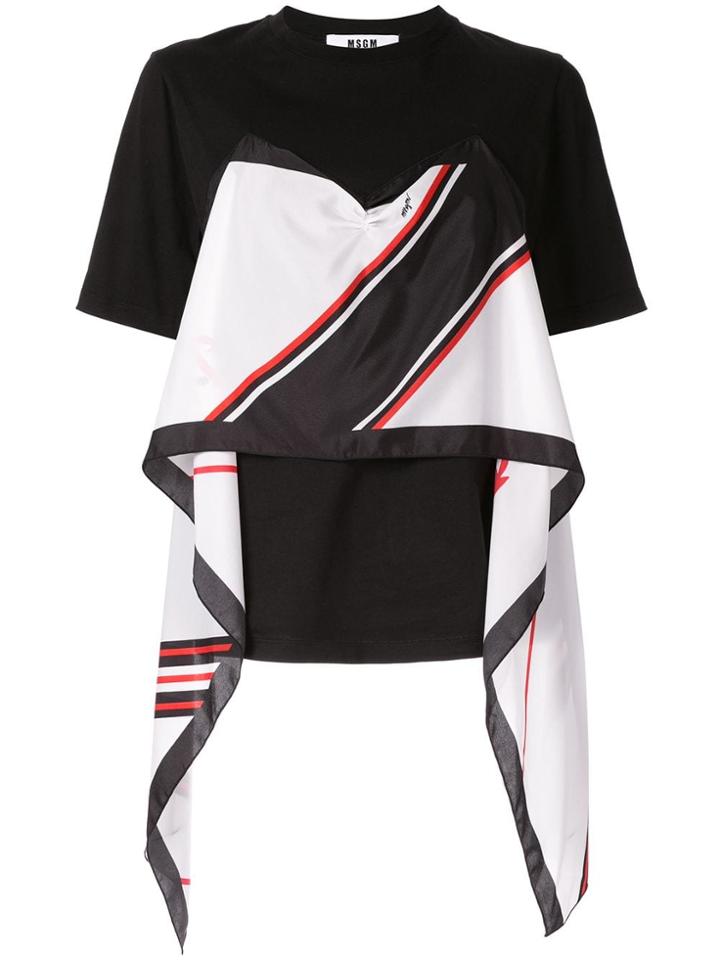 Msgm Scarf Panel T-shirt - Black