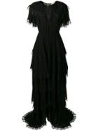 Twin-set Tiered Lace Maxi Dress - Black