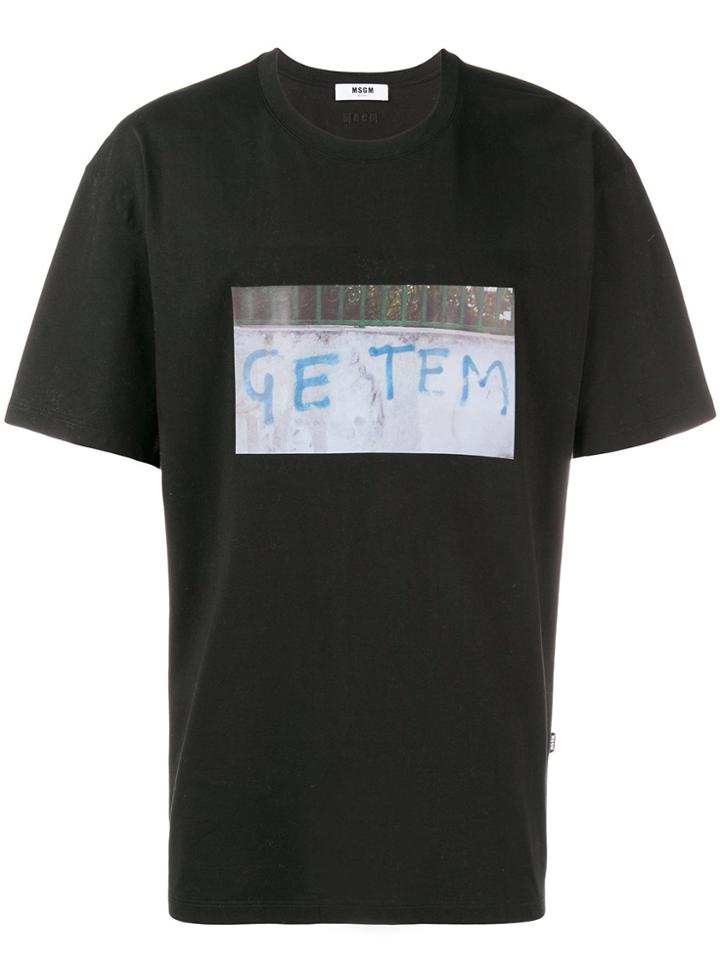 Msgm Slogan Patch T-shirt - Black