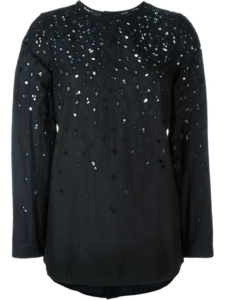 Proenza Schouler Perforated Blouse, Women's, Size: 6, Black, Cotton