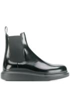 Alexander Mcqueen Slip-on Leather Boots - Black