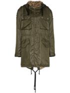 Faith Connexion Leopard-lined Parka Coat - Green