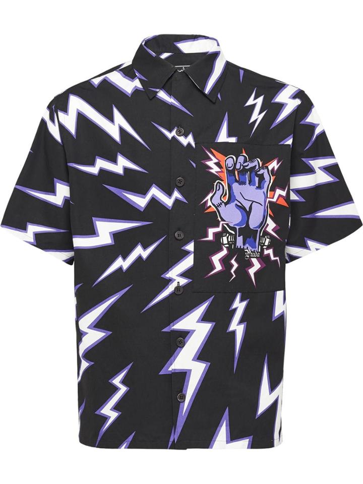 Prada Lightning Bolt Print Shirt - Black