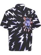 Prada Lightning Bolt Print Shirt - Black