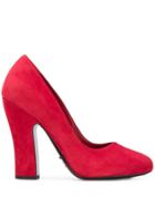 Prada Block-heel Suede Pumps - Red