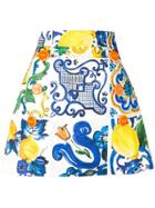 Dolce & Gabbana Majolica Print Skirt - Blue