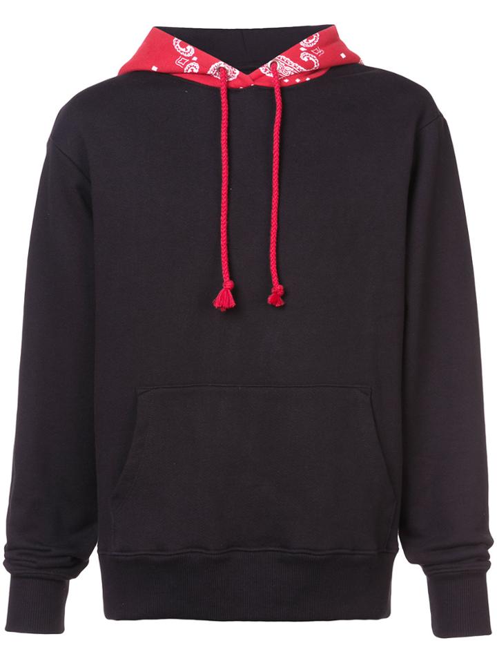 424 Fairfax Contrast Drawstring Hoodie - Black