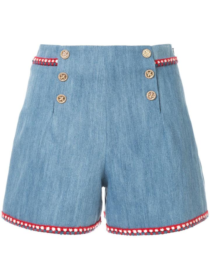 Edward Achour Paris High-waisted Denim Shorts - Blue