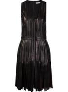 Mugler Fringed Sleeveless Dress, Women's, Size: 38, Brown, Leather