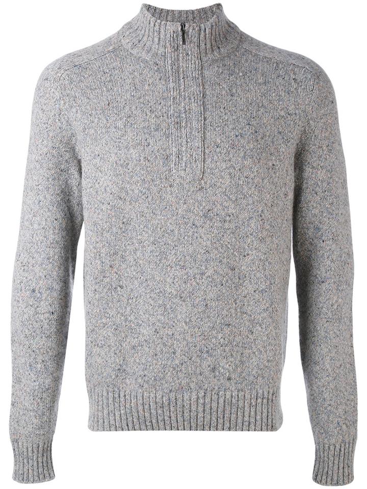 Loro Piana - Zip Collar Jumper - Men - Cashmere/goat Suede - 48, Grey, Cashmere/goat Suede