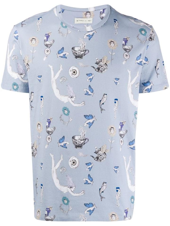 Etro Fish Print T-shirt - Blue