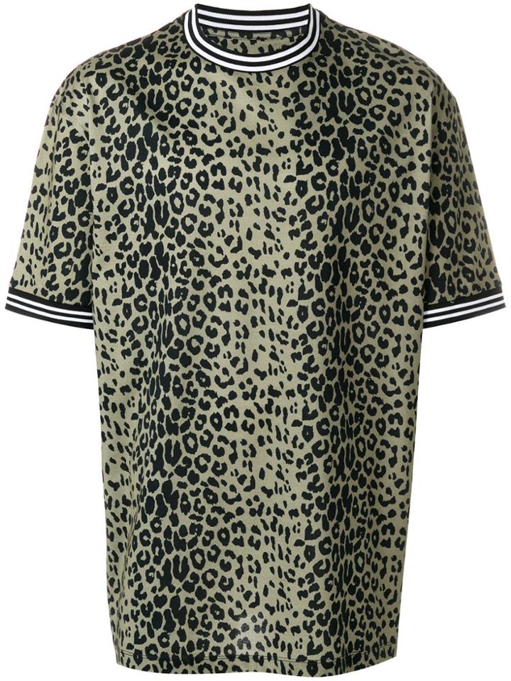 Les Hommes Leopard Print T-shirt - Black