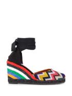 Missoni Chevron Stripe Wedged Espadrilles - Black