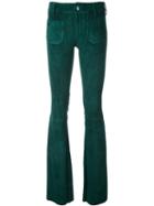 The Seafarer Suede Flared Trousers, Women's, Size: Medium, Green, Leather