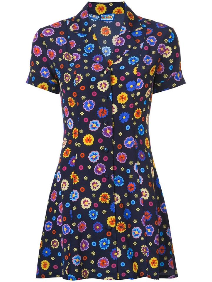 Lhd Floral Print Shirt Dress - Blue
