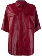 Karl Lagerfeld Leather Shirt Jacket - Red