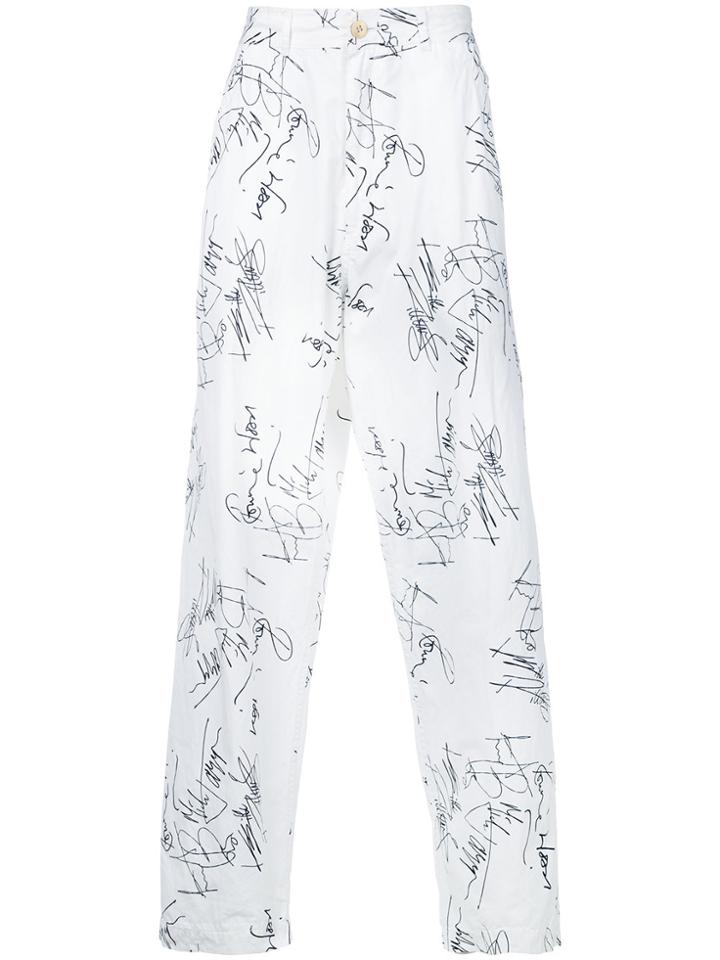 Comme Des Garçons Vintage Rolling Stone Signature Trousers - White