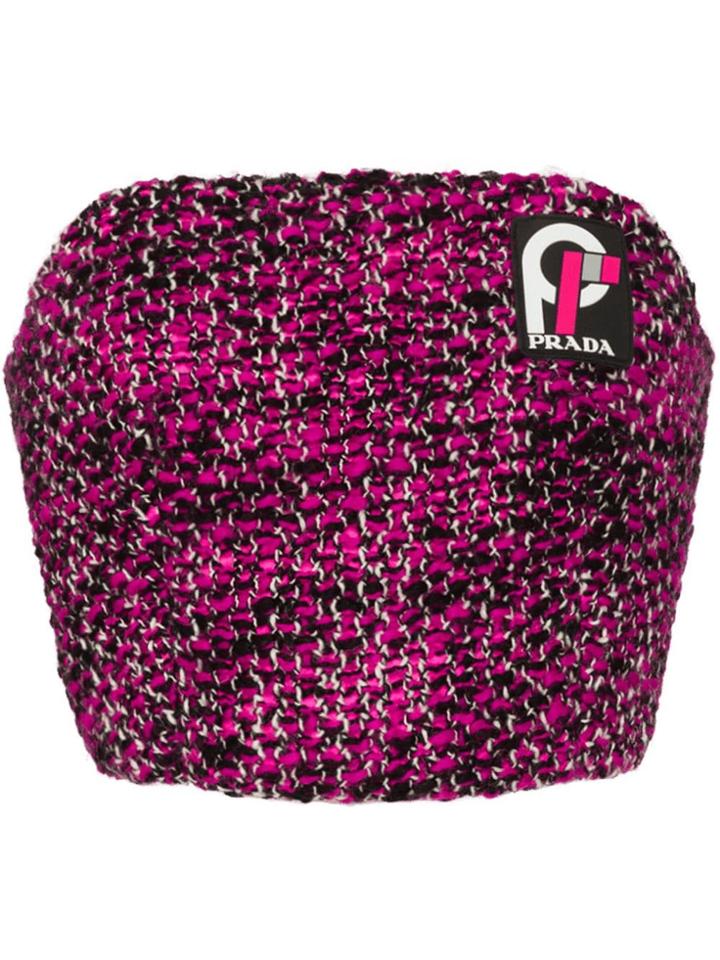 Prada Knickerbocker Tweed Bustier Top - Pink