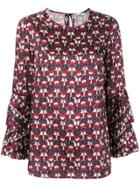 P.a.r.o.s.h. Pleated Flower Top - Pink & Purple