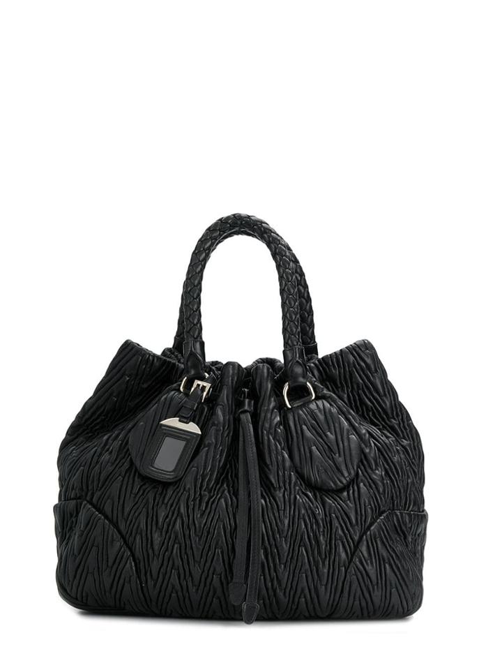 Prada Vintage 2000's Textured Tote Bag - Black