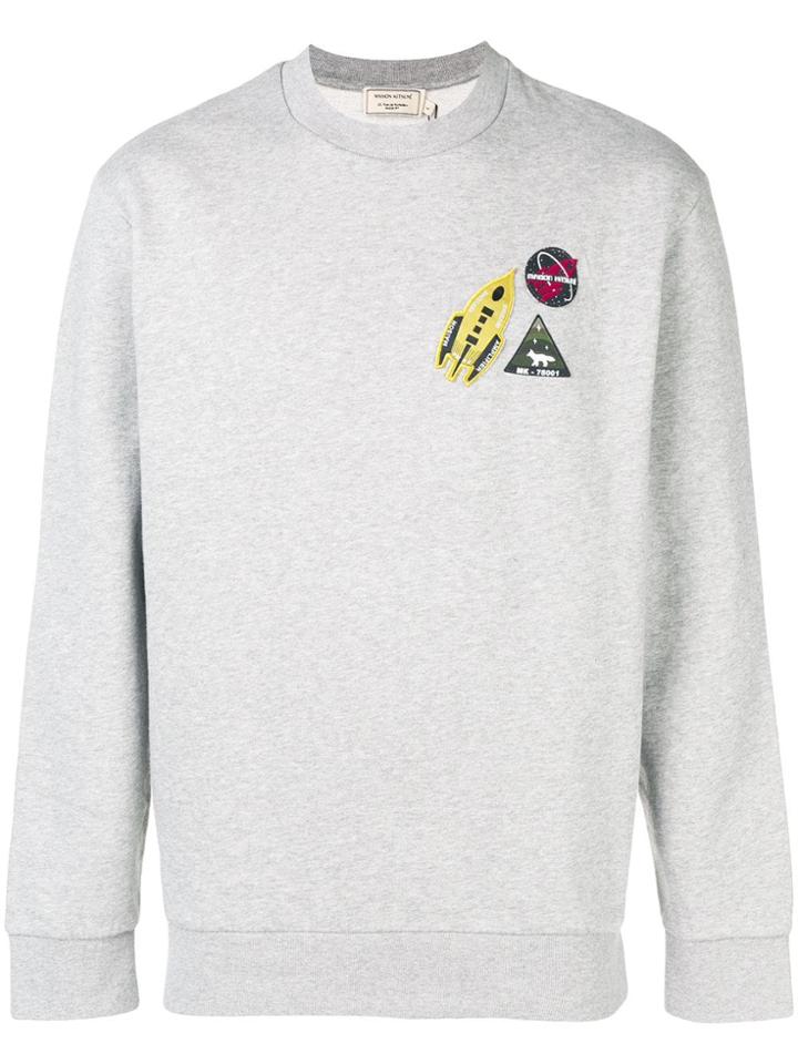 Maison Kitsuné Logo Patches Sweatshirt - Grey