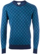 Brioni Geometric Pattern Sweatshirt, Men's, Size: 56, Blue, Silk/cashmere