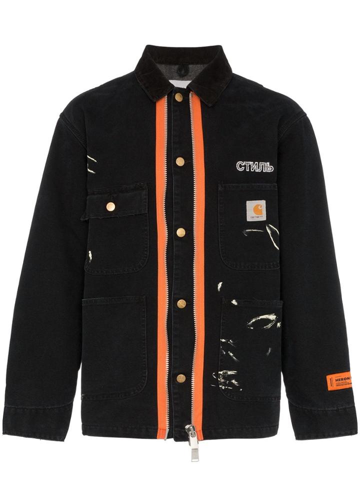 Heron Preston Customised Ctnmb Carhartt Contrast Zip Jacket - Black
