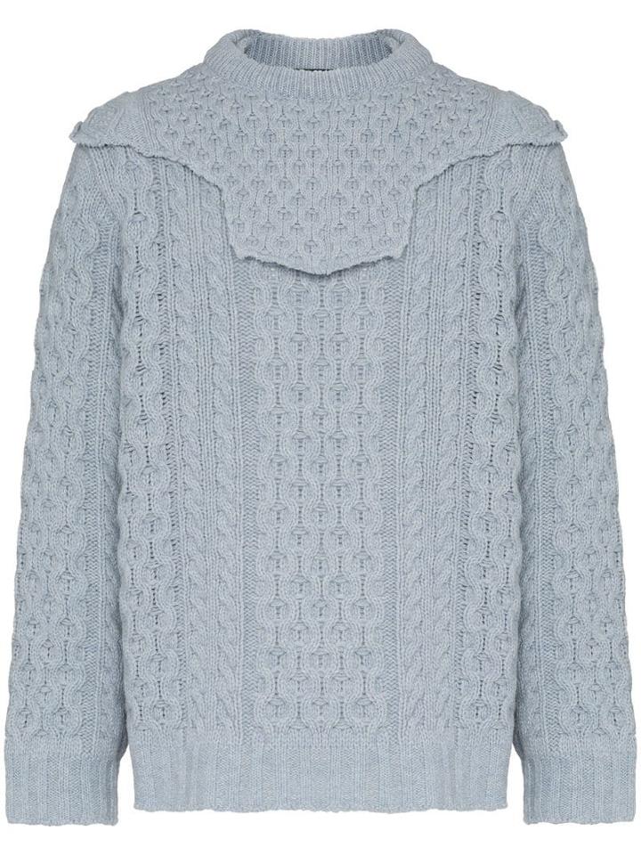 Raf Simons Aran Cable Knit Layered Jumper - Blue