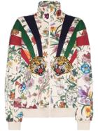 Gucci Floral Striped Tiger Head Track Jacket - White