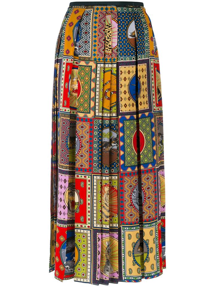 Gucci Scarf Patchwork Pleated Skirt - Multicolour