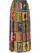 Gucci Scarf Patchwork Pleated Skirt - Multicolour