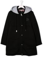John Richmond Junior Teen Contrast Hooded Duffle Coat - Black