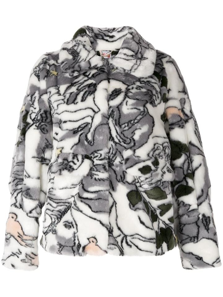 Shrimps Swirl Print Cropped Jacket - White