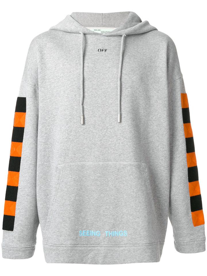 Off-white - Square Print Hoodie - Men - Acrylic/wool - S, Grey, Acrylic/wool