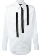 Dsquared2 Ruffle Panel Poplin Shirt, Men's, Size: 56, White, Cotton