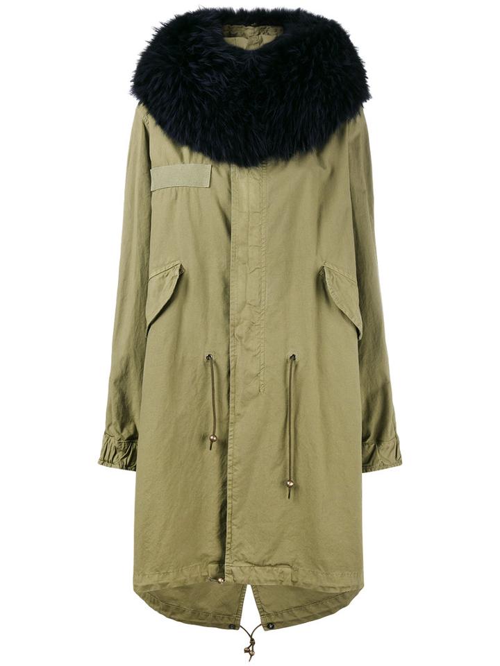Mr & Mrs Italy Raccoon Fur-trimmed Parka, Women's, Size: Xxs, Green, Cotton/polyester/racoon Fur