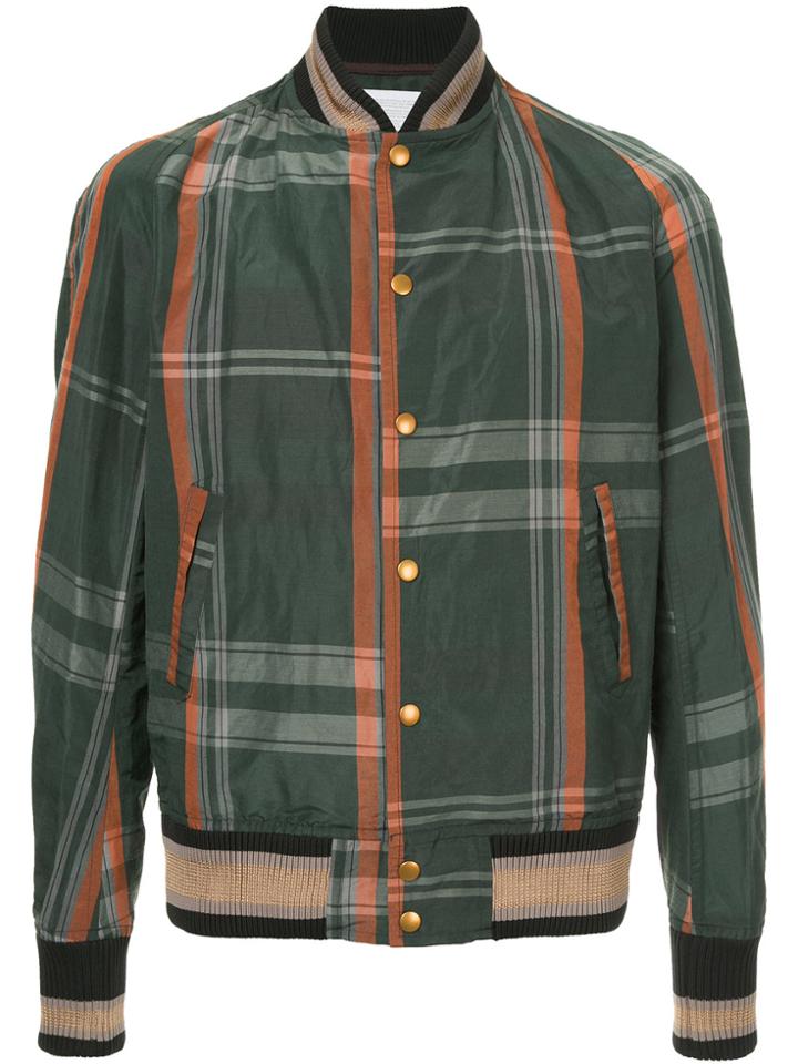 Kolor Checked Bomber Jacket - Green