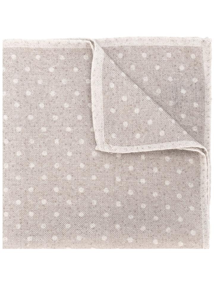 Eleventy - Polka Dot Pocket Square Scarf - Men - Wool - One Size, Nude/neutrals, Wool