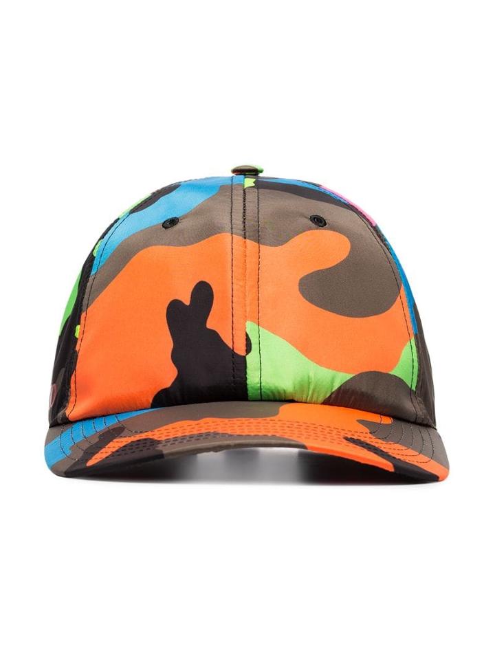 Valentino Camouflage Print Baseball Cap - Krm Multicolor Fluo Rosso