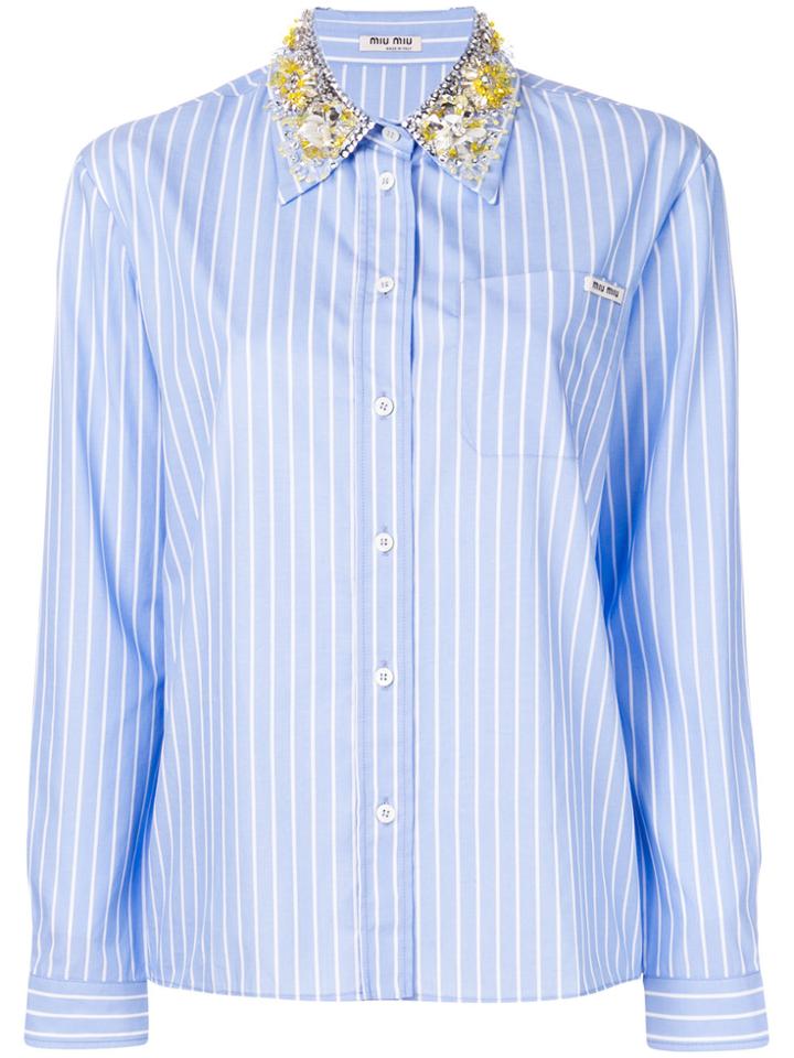 Miu Miu Embellished Collar Shirt - Blue