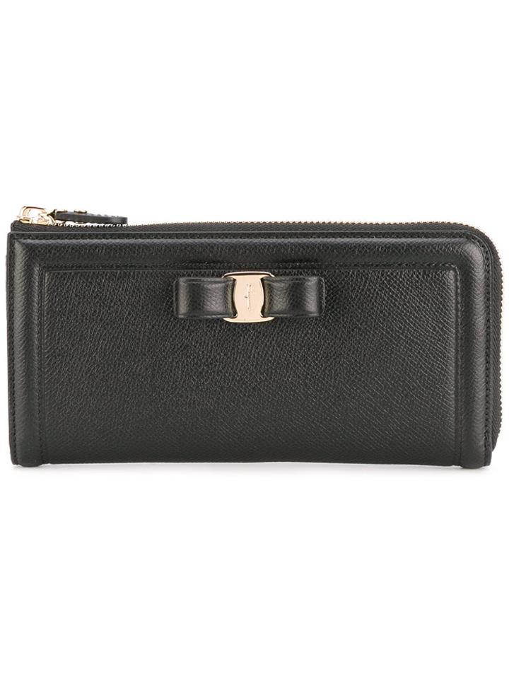 Salvatore Ferragamo Vara Zip-around Continental Wallet - Black