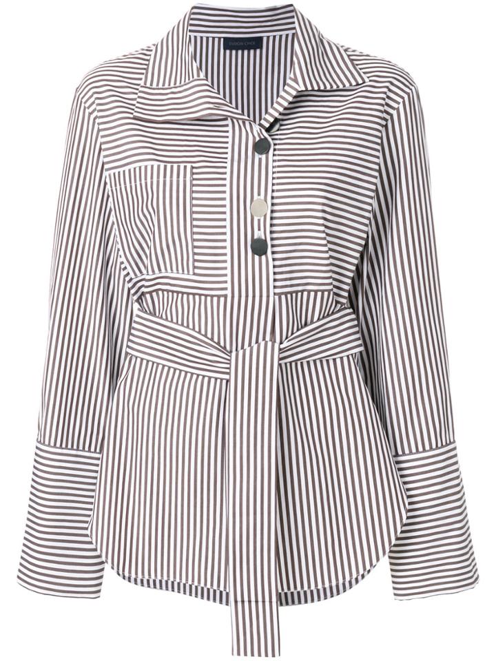 Eudon Choi Belted Striped Shirt - Brown